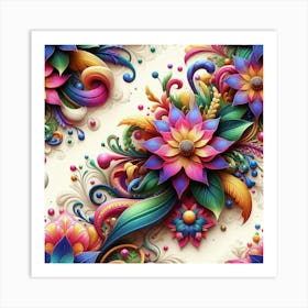 Colorful Floral Pattern 1 Art Print