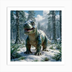 T-Rex In The Snow Art Print