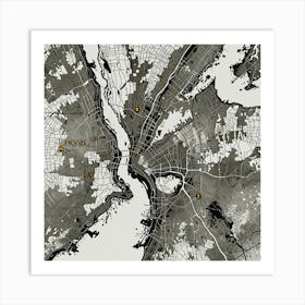 Leonardo Lightning New York White Map Art 1 Art Print