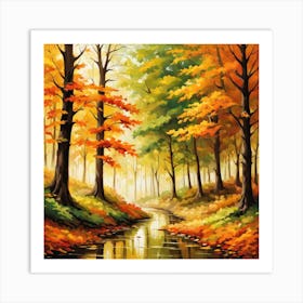 Forest In Autumn In Minimalist Style Square Composition 224 Art Print