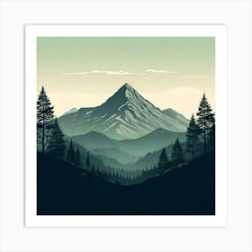 Firefly Serene Mountain Silhouette In A Vast Wilderness Landscape 36616 (2) Art Print