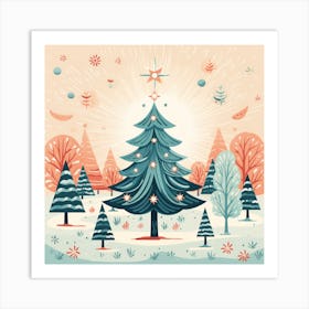 Christmas Tree In The Forest 3 Art Print