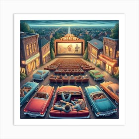 Night movies at open theatre Art Print