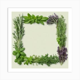 Frame Of Herbs Art Print