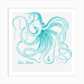 Octopus Cool Vintage Marine Biologist Ocean Sea Life 4 Art Print