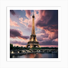 Eiffel Tower At Sunset Art Print