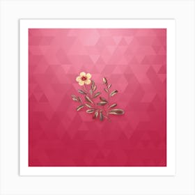 Vintage Sweetbriar Rose Botanical in Gold on Viva Magenta n.0113 Art Print