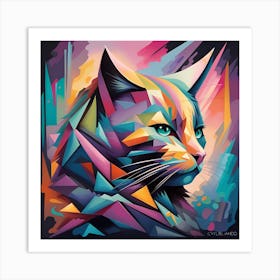 Geometric Cat Art Print