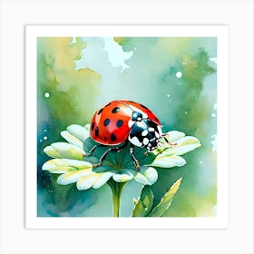 Ladybug On A Flower Art Print