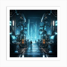 Cyber Industrial Landscape Featuring Advanced Automation Sleek Robotic Arms Performing Intricate Ta (6) Art Print