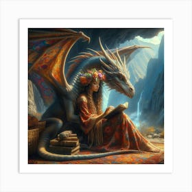 Dragon And A Woman 1 Art Print