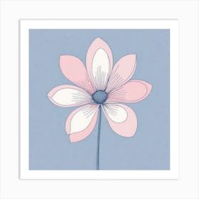 A White And Pink Flower In Minimalist Style Square Composition 292 Art Print