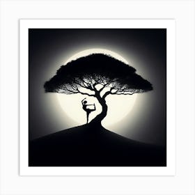 Silhouette Of A Tree Art Print