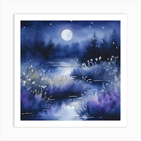 Full Moon In The Night Art Print