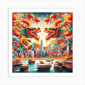 Dragons In Hong Kong Art Print