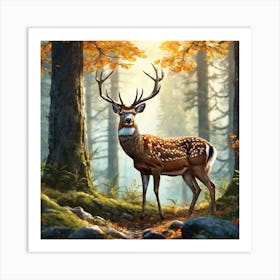 Deer In The Forest 181 Art Print