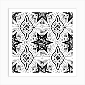 Black and White Geometric Pattern Art Print