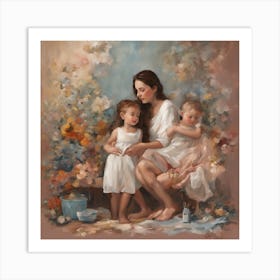 Mother And Children Art Print