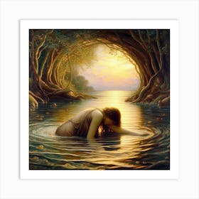 Woman In The Water 8 Art Print