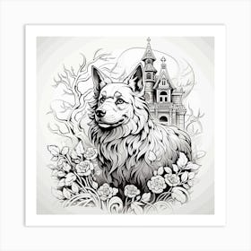 Dog In A Castle Art Print