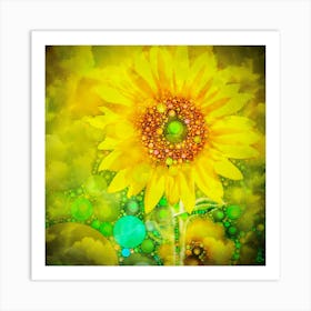 Sunflower With Bubbles Art Print