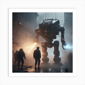 Giant Robot In A City 1 Art Print