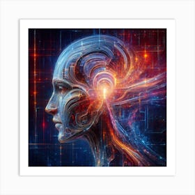 Futuristic Woman'S Head Art Print