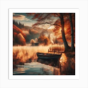 A Boat on a Lake 2 Art Print