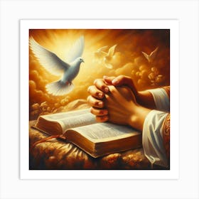 Prayer With Doves Art Print