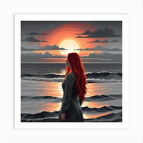 Sunset Girl Art Print