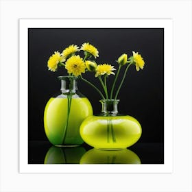 Two Vases With Yellow Flowers 1 Art Print