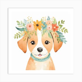 Floral Baby Dog Nursery Illustration (25) Art Print