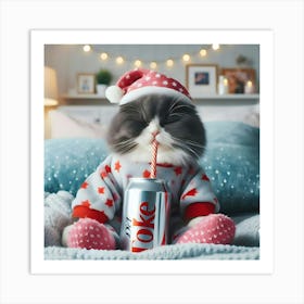 A Cat In Pajamas Drinking Diet Coke 4 Art Print