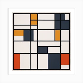 Vintage Geometric Fusion: Mid Century Squares Art Print