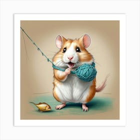 Hamster Fishing 12 Art Print