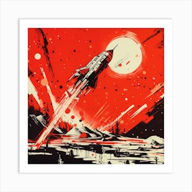 Spaceship Landing Art Print