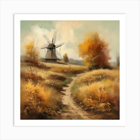 Vintage Oil Painting, Farmhouse Wall Decorations, Vintage Landscape, Printable Wall Art, Vintage Landscape Oil Painting.
9Windmills. Art Print