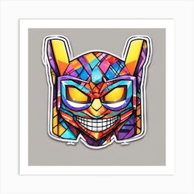 Vibrant Sticker Of A Plaid Pattern Mask And Based On A Trend Setting Indie Game Art Print