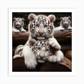 White Tiger Cubs 1 Art Print