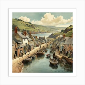 Beer Fishing Village In Devon England Vintage Art Print 3 Art Print