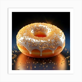 Firefly Whimsical 3d Porcelain Donut With Gold Sprinkles And Ethereal Glow 59197 Art Print