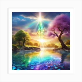 Rainbow Over A Lake Art Print