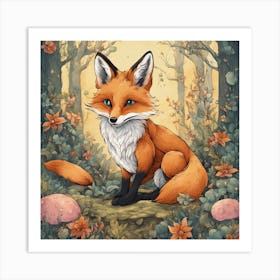 677723 Oil Painting, A Cute Fox In A Beautiful Forest Wit Xl 1024 V1 0 Art Print