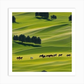 Horses In The Meadow 3 Art Print