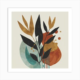 Modern Minimalist Plant Drawings With Watercolor(1) Art Print