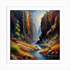 Waterfalls In The Mountains Art Print