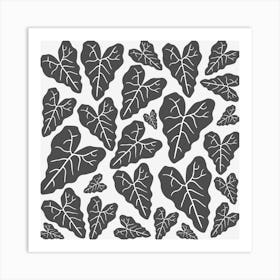 Grey Leaves Pattern Art Print