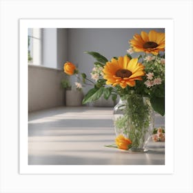 Sunflowers In A Vase Art Print