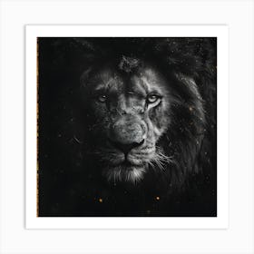 Lion Closeup Stippling Style 1 Art Print