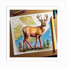 Deer Drawing 35 Art Print